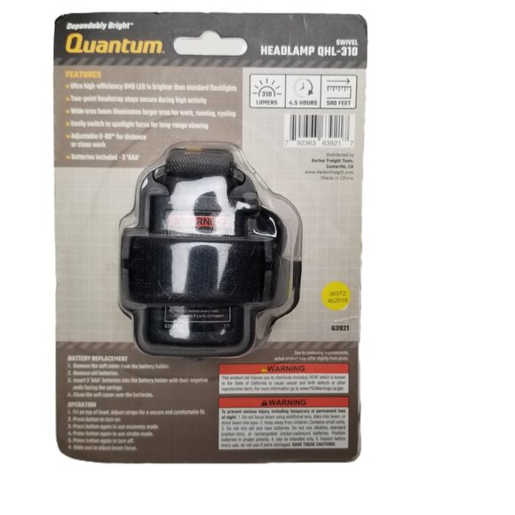 Quantum QHL-310 Swivel Headlamp 310 Lumens LED Hands Free Work Light Camping NEW - Picture 2 of 5